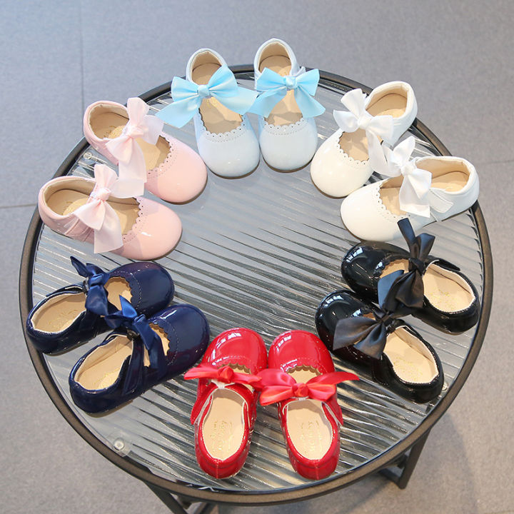 Girls Shoes Bow Bright Leather Kids Cute Red Sandals Baby Shoes