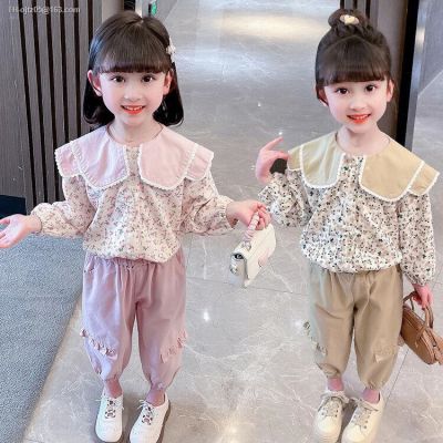 Girls dress doll collar lace suits in the spring and autumn of 2023 new web celebrity is nifty lovely bouquet foot trousers covered both times