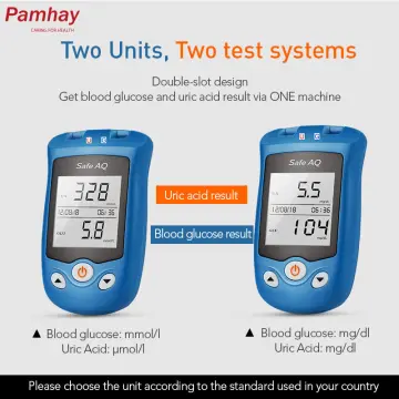 Sinocare Safe AQ UG Blood Glucose Meter Uric Acid Test Kit & Glucose Strips/ Uric