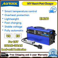 EM160 AUTOOL Smart 24V รถ30A ที่ชาร์จแบตเตอรี่200AH-300AH ที่ชาร์จเร็วสำหรับ8S 24V LiFePO4กอล์ฟ