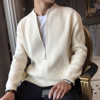 Korean Fashion Mens Knitted Fall Sweater Coat Zip Up Coat Men Casual Sweaters Streetwear Tops Clothing Mens Jackets Cardigan