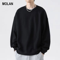 MOLAN เสื้อกันหนาวผู้ชายขนแกะหนาขนแกะรอบคอเสื้อกันหนาว