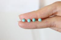 【YP】 turquoise stud earrings blue round dainty