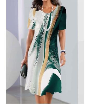 ﺴ Womens Casual Dress Summer Dress Print Dress Geometric Color Block Print Crew Neck Mini Dress Fashion Streetwear Short Sleeve