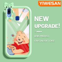 YIWESAN เคสสำหรับ VIVO Y95เคส Y91i Y91การ์ตูนวินนี่ช้อนส้อมมีดหมีพูห์ซิลิโคนอ่อนชัดเจนเคสโทรศัพท์สีสันสดใสน่ารักเลนส์กล้องถ่ายรูปมอนสเตอร์น้อยโปร่งใสปิดคลุมป้องกันการกระแทก