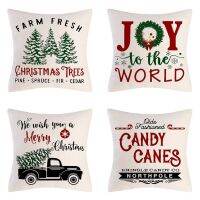 4PCS Christmas Throw Pillow Case Xmas Theme Printed Pattern Decorative Pillowcases Comfortable Square Cushion Cover