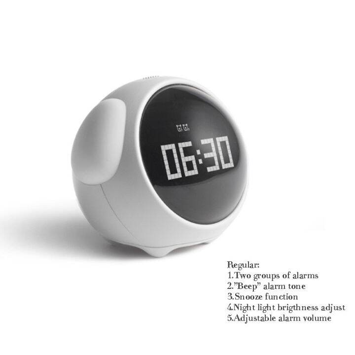 USB Cute Digital Clock Kids Alarm Clock Emoji Multi Function Electronic
