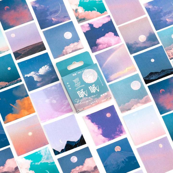 2023-46-pcs-romantic-scenery-stickers-beautiful-sky-cloud-sticker-journaling-sticker-for-planner-diary-albums-journal-decoration
