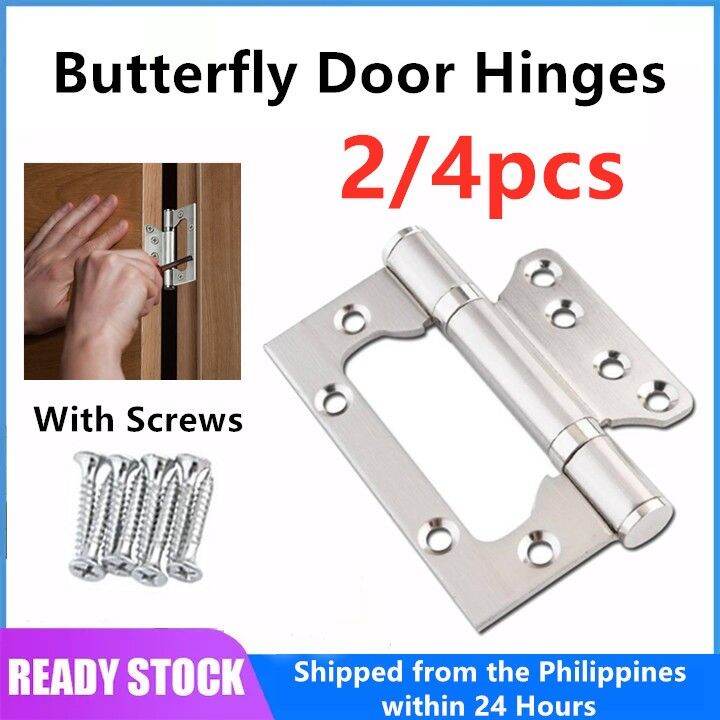2/4pcs Butterfly Door Hinges with Screws, Stainless Steel Bearing (3mm