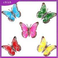 CHIZH 3Pcs/5Pcs โลหะสำหรับตกแต่ง ผีเสื้อตกแต่งผนัง รั้วกั้น ศิลปะการตกแต่ง ชุดแขวนผนัง แบบพกพาได้ หลากสี อุปกรณ์แขวนตกแต่ง กิจกรรมกลางแจ้งกลางแจ้ง