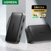 UGREEN ตัวสลับ4K30hz สำหรับกล่อง Mi Xiaomi แบบ3 In 1 HDMI ที่เข้ากันได้สำหรับกล่องทีวี PS4สวิตช์กับสาย HDMI คอนโทรลเลอร์สวิตช์ HDMI