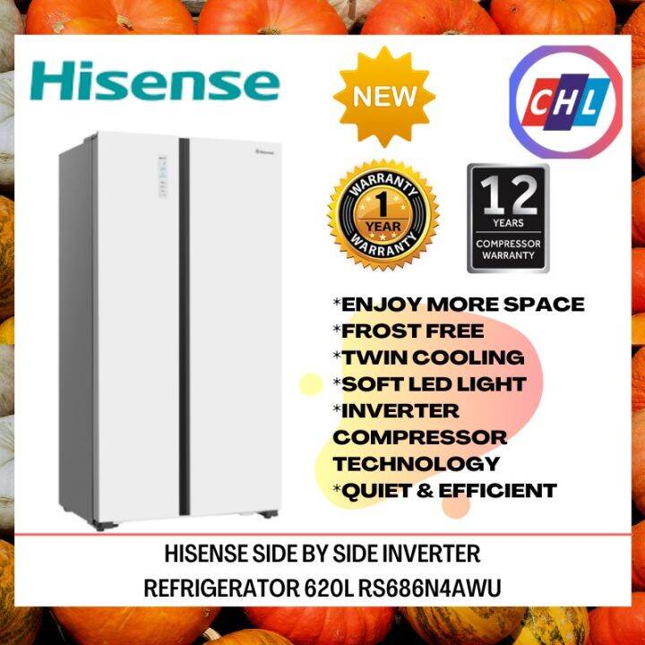 HISENSE (Send By Lorry+ Ready Stock) SIDE BY SIDE INVERTER REFRIGERATOR