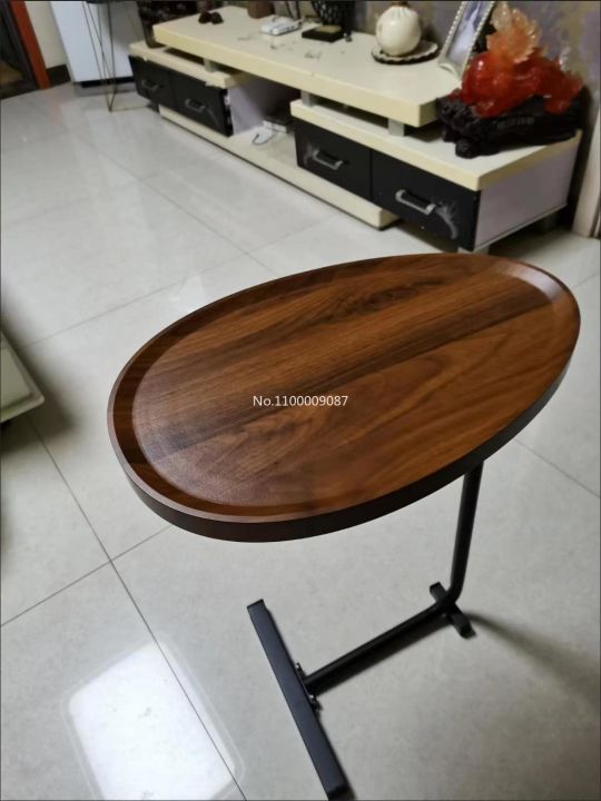 simple-modern-wrought-iron-lazy-sofa-corner-table-bedside-reading-oval-solid-wood-coffee-table-mesas
