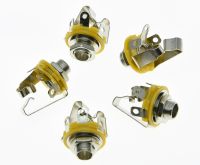 KAISH Pack of 5 Stereo Electric Guitar Jacks 1/4" 6.35mm Stereo Jack Sockets Chrome