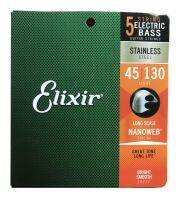 （roast chicken） Elixir 14777 Nanoweb Coating Electric Bass Strings 5 String Medium (.045 .065 .080 .100 .130)