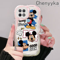 เคส Chenyyka สำหรับ OPPO A15 A35 A15s เคส4G ลายการ์ตูน Mickey Mouse ดีไซน์ใหม่ขอบคลื่นเคสมือถือกันกระแทกแบบใสนิ่มโปร่งใสลายกล้องถ่ายรูปเคสฝาครอบป้องกันอ่อนโยนแบบเรียบง่าย