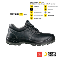 SAFETY JOGGER - BESTRUN S3 รองเท้าเซฟตี้ หัวเหล็ก แผ่นเหล็กกันทะลุ หนังแท้ คุณภาพสูง มาตรฐานสากล รองเท้านิรภัย