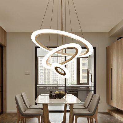 ▬♂ Modern minimalist living room acrylic Led pendant lights post modern ring pendant light round hanging lamp acrylic lamp