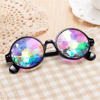 【CC】❇☊┋  Kaleidoscope Glasses Round Sunglasses Men Holographic Mosaic