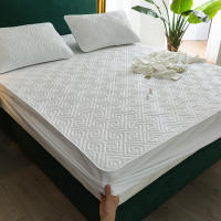 Washable Anti-bacterial Bed Cover Thicken Quilted Bedspread Queen Breathable Mattress Pad Protector King Soft Fitted Sheet