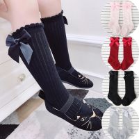 ☞▬ Baby Girls Socks Knee High Princess Socks With Bows Girl Cute Baby Sock Cotton Long Tube Bow Stripes Children Socks 2020