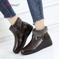 New Fashion Women Boots Flat Ankle Martin Boots Women Winter Snow Boots Lace up Warm Plush Sneakers Shoes Woman Botas