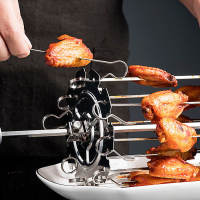 เครื่องย่างบาร์บีคิว Rotisserie Skewers กรงเข็มเตาอบ Kebab Grill เครื่องมือทำบาร์บีคิวสแตนเลสสำหรับเตาอบไฟฟ้า กรงเสียบไม้หมุนได้