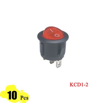 5 pieces/lot KCD1-2 23mm LED Round Button SPST 3PIN Snap-in ON/OFF Position Snap Boat Rocker switch with light 6A/250V Copper