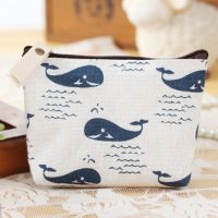 [Ready Stock] R Cotton and Linen Coin Purse Cartoon Zip Headset Key Case