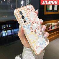 JIUMOO เคสสำหรับ Vivo Y76s Y76 Y74s 5G เคสโทรศัพท์กันกระแทกลายการ์ตูนกระต่ายมินิมอลกันตการ์ตูนขอบด้านข้างสี่เหลี่ยมจตุรัสดั้งเดิมแบบนิ่มเคสป้องกันกล้องเต็มฝาหลัง