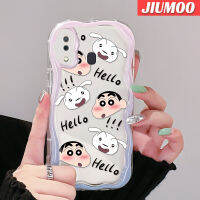 JIUMOO เคส M10s A32 A20 A30ลายการ์ตูนสีเทียนหน้าแข้งเป็นเนื้อครีมดีไซน์ใหม่ขอบคลื่นนุ่มปลอกปลอกสำหรับ Samsung เคสมือถือกันกระแทกแบบใสป้องกันอย่างเรียบง่ายอ่อนโยน