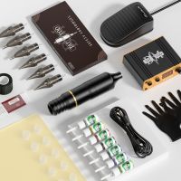 Complete Tattoo Kit  Power Supply Inks Cartridge Needles DC Interface Professional Rotary Tattoo Machine Set Stickers