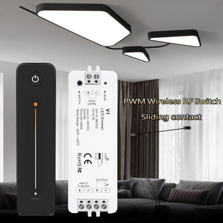 led-dimmer-12v-5v-24v-36v-8a-pwm-wireless-rf-switch-with-2-4g-brightness-adjustment-contact-remote-for-led-single-color-strip