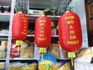 Đèn lồng vải lụa in chữ NAM MÔ A DI ĐÀ PHẬT trang trí ngoài trời