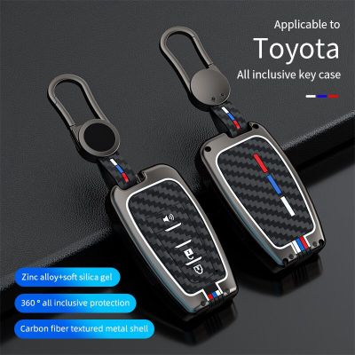 Zinc Alloy Car Key Case For Toyota Camry CHR Corolla RAV4 Avalon Land Cruiser Prado Prius Key Fob Cover 2 3 4 Button 2018 ~ 2022