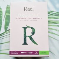 ผ้าอนามัยแบบสอด ฝ้ายออร์แกนิค 16ชิ้น Organic Cotton Core Tampons with BPA-Free Applicators 16 Count (Rael®)