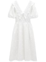 Zaraˉ 1930303 French V-neck loose midi puff sleeve hollow embroidery dress 01930303251