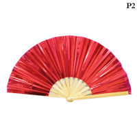 wangzhansi PVC Tai Chi Fan 33cm พัดลมเลเซอร์ไม้ไผ่กังฟูพัดลมพับถ่ายรูป props Fan