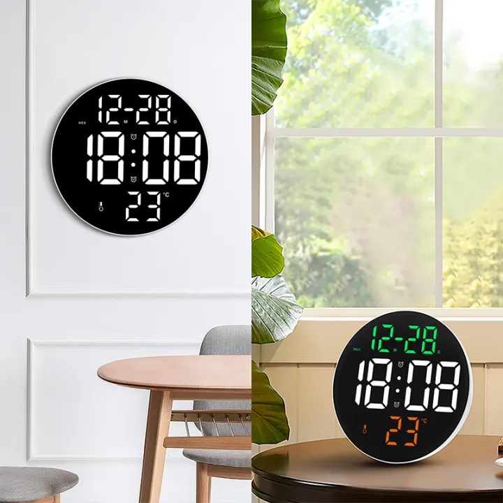 9 Inch LED Large Digital Wall Clock Remote Control Temp Date Week