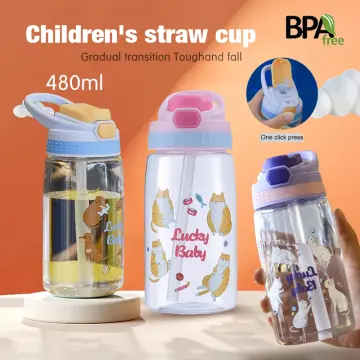 New 480ml water plastic bottle tumbler with straw lid stanley Kids