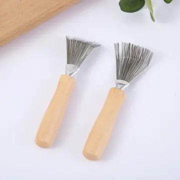 2 Pieces Hair Brush Cleaner Tool Cleaning Tool Comb Cleaner Hair Brush  Cleaner Comb Brushes Mini Hair Dirt Remover Brush with Metal Wire Rake  Wooden