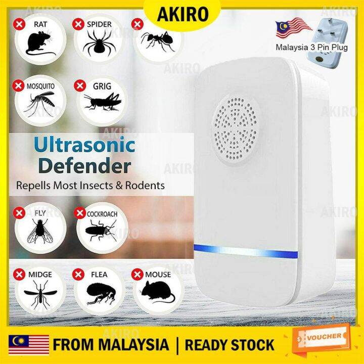 AKIRO Ultrasonic Electronic Malaysia 3Pin Plug Repellent Flea Mosquitoe ...