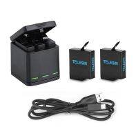 TELESIN 3 Way Battery Charging Box 2 Battery Box Type-C USB Cable For Gopro Hero 5 6 7 8 Black Action Camera Accessories