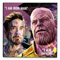 Iron man &amp; Thanos ไอรอนแมน ธานอส โทนี่ รูปภาพ​ติดผนัง pop art พร้อมกรอบและที่แขวน อเวนเจอร์ Avengers Marvel มาร์เวล กรอบรูป แต่งบ้าน ของขวัญ