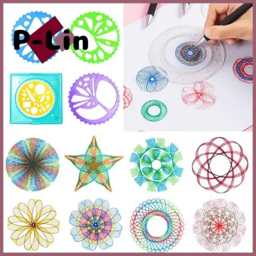 22pcs Spirograph Drawing Toys Ruler Set Interlocking Gears & Wheels Drawing  Accessories Creative Educational Rulers For Children