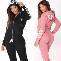 Fashion Women Pink Sweatshirt Suit Women 39;s Hoodie 2 Piece Suit Love Print Slim Body Hoodie Suit Sports Running Hoodie Suit