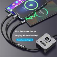 RYRA Universal 6A Super Fast Charging escopic 3-In-1 Data Cable One Pull Three Fast Charging Machine สายชาร์จลม