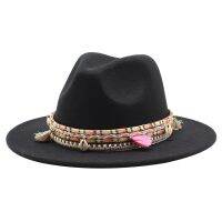 Fashion Fall 2020 Winter Wide Brim Fedora Hat Women Men With Belt Panama Jazz Cap Trilby Felt Vintage Hats Chapeau Feutre Homme