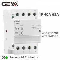 GEYA Din Rail AC Contactor 4P 40A 4NO 63A 2NO2NC 4NC 3NO1NC ใช้ในบ้านหรือสำหรับชาร์จคุณภาพดีคอนแทคเตอร์กอง