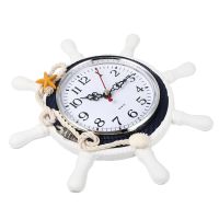 Clock Wall Wheel Nautical Decor Beach Mediterranean Ship Steering Bathroom Hanging Silent Style Clocks Anchor Decoration Coastal